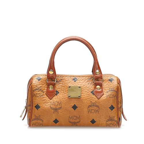 MCM Mini Visetos Leather Boston Bag