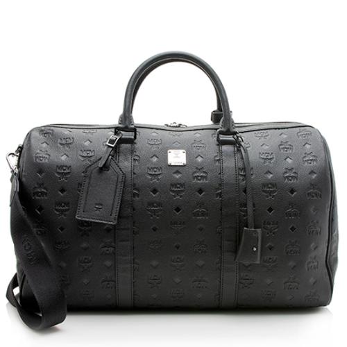 MCM Embossed Leather Ottomar Duffle Bag