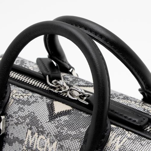 MCM Vintage Monogram Jacquard Aren Boston Mini Shoulder Bag