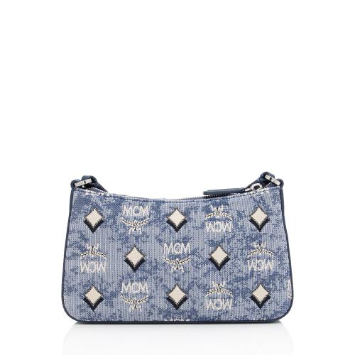 MCM Vintage Monogram Jacquard Aren Mini Shoulder Bag