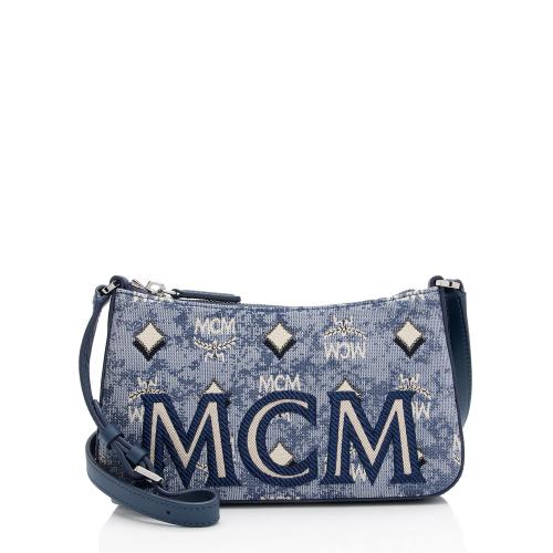 MCM Vintage Monogram Jacquard Aren Mini Shoulder Bag