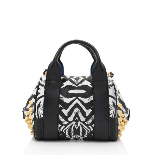 MCM Studded Visetos Funky Zebra Satchel