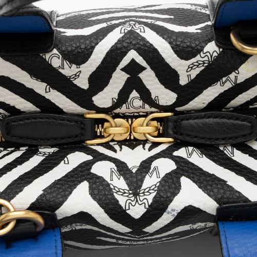 MCM Studded Visetos Funky Zebra Satchel