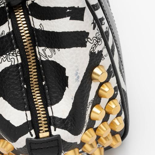 MCM Studded Visetos Funky Zebra Satchel