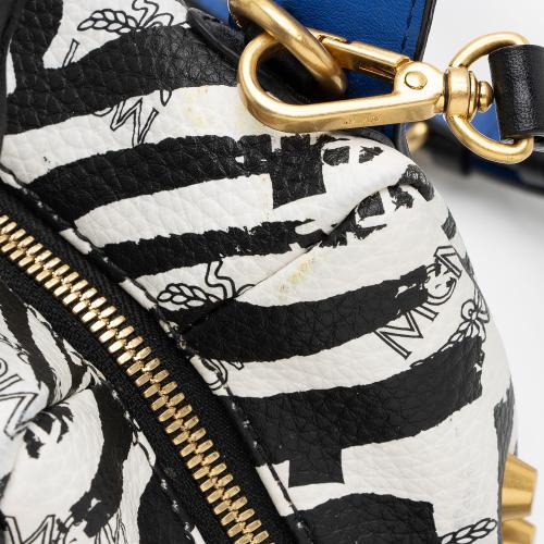 MCM Studded Visetos Funky Zebra Satchel