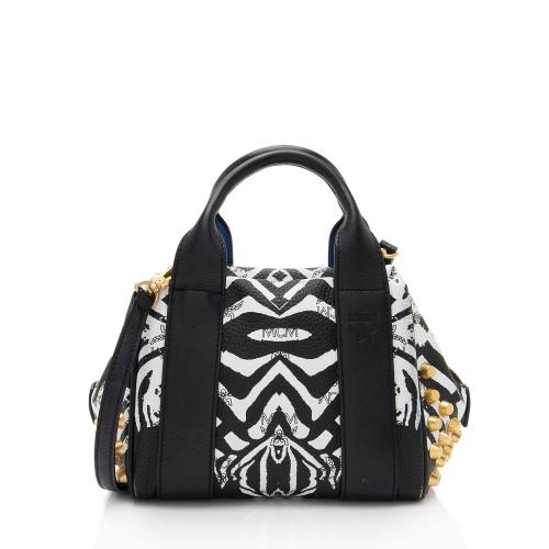 MCM Studded Visetos Funky Zebra Satchel