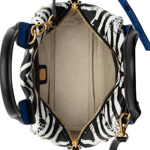 MCM Studded Visetos Funky Zebra Satchel