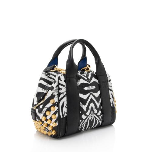 MCM Studded Visetos Funky Zebra Satchel