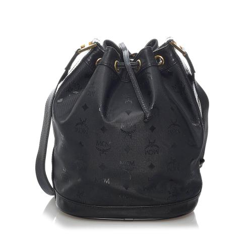 MCM Visetos Drawstring Nylon Bucket Bag