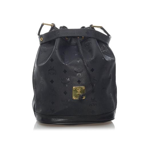 MCM Visetos Drawstring Nylon Bucket Bag