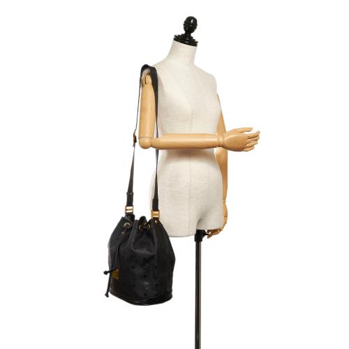 MCM Visetos Drawstring Nylon Bucket Bag