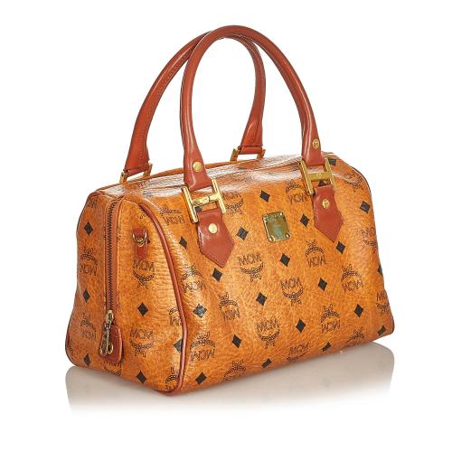 MCM Visetos Leather Boston Bag