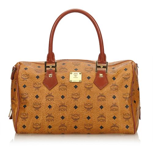 MCM Vintage Visetos Leather Boston Bag