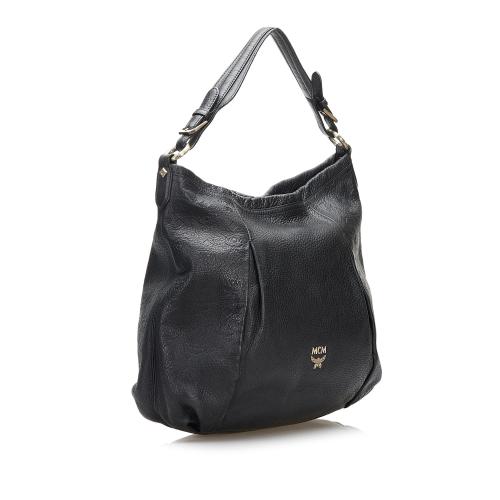 MCM Visetos Leather Hobo Bag