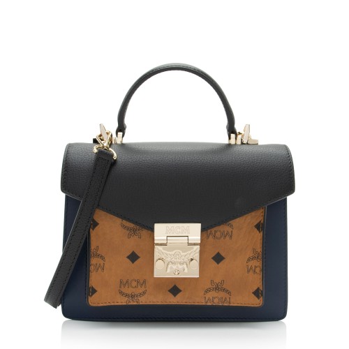 MCM Visetos Leather Patricia Top Handle