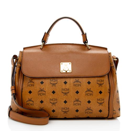 MCM Visetos Leather Top Handle