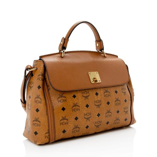 MCM Visetos Leather Top Handle