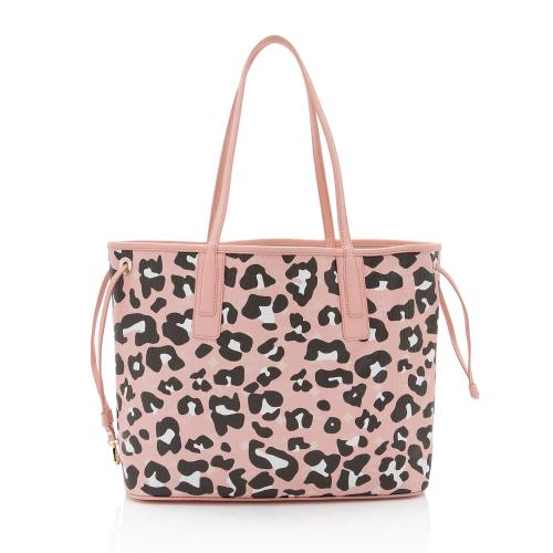 MCM Visetos Leopard Aren Medium Shopper Tote