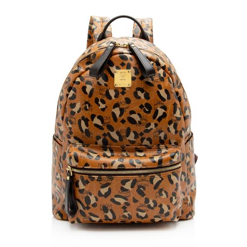 MCM Visetos Leopard Medium Backpack