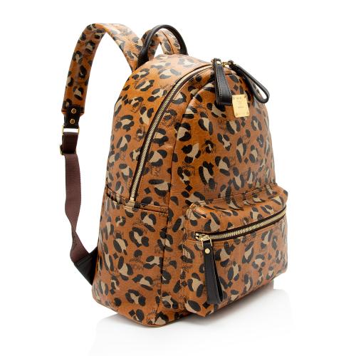 MCM Visetos Leopard Medium Backpack