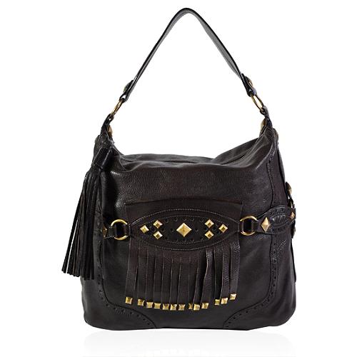 Michael Kors Calf Leather Fringe Hobo Handbag