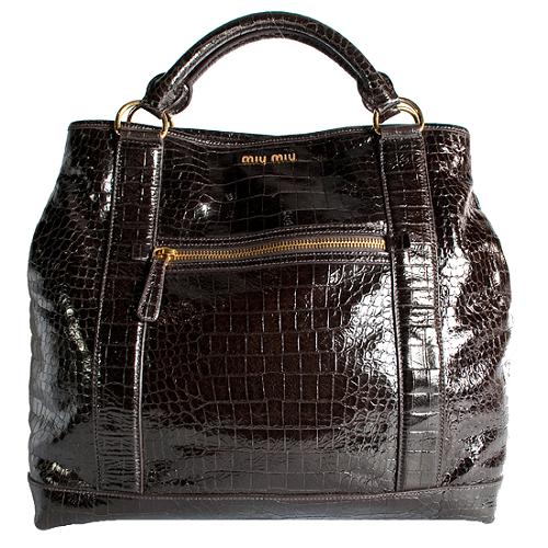 Miu Miu Embossed Croc Tote