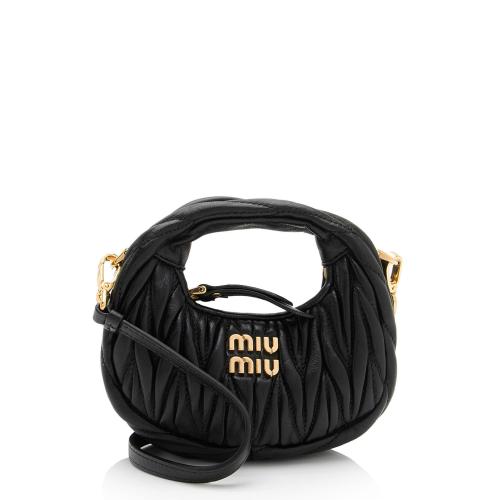 Miu Miu Matelasse Leather Wander Micro Hobo