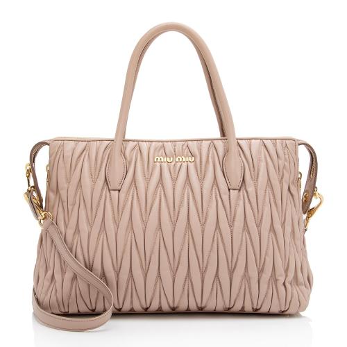 Miu Miu Matelasse Nappa Leather Convertible Medium Tote