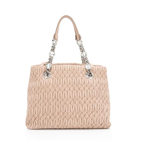 Miu Miu Matelasse Nappa Leather Crystal Tote