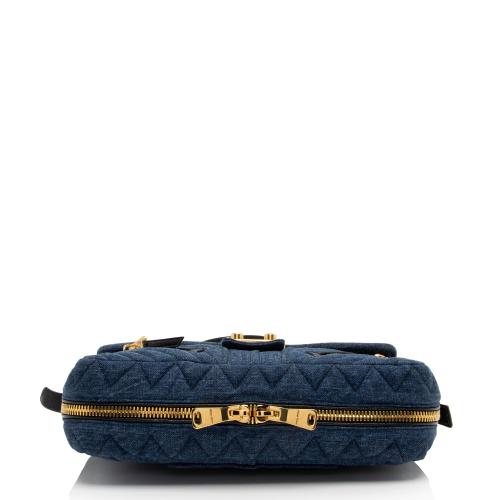 Miu Miu Quilted Denim Biker Shoulder Bag