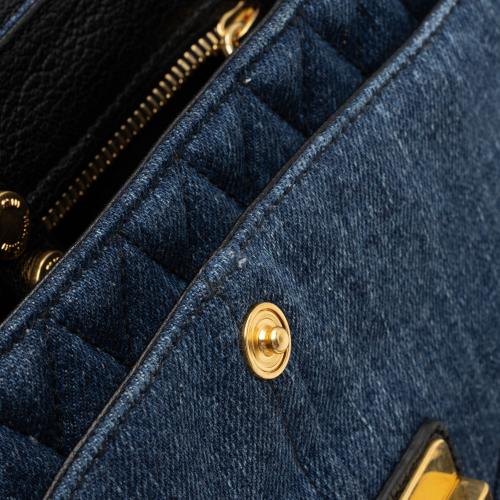 Miu Miu Quilted Denim Biker Shoulder Bag