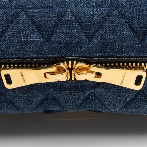 Miu Miu Quilted Denim Biker Shoulder Bag