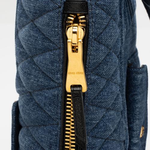 Miu Miu Quilted Denim Biker Shoulder Bag