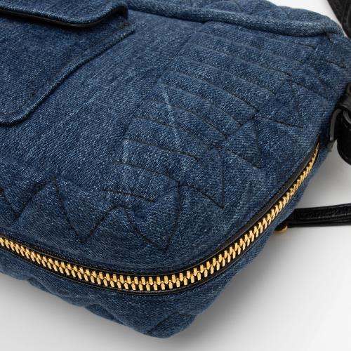 Miu Miu Quilted Denim Biker Shoulder Bag