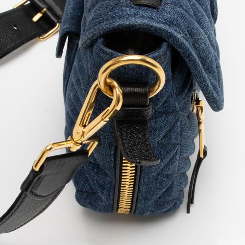 Miu Miu Quilted Denim Biker Shoulder Bag