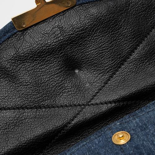 Miu Miu Quilted Denim Biker Shoulder Bag