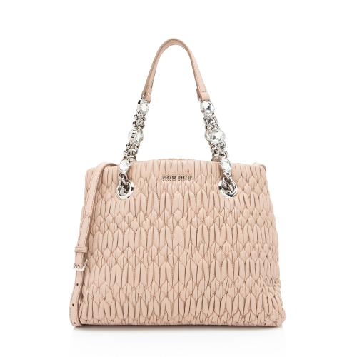 Miu Miu Matelasse Nappa Leather Crystal Tote