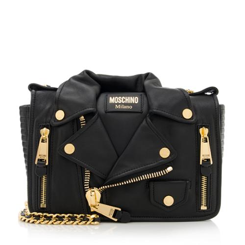 Moschino Leather Biker Jacket Shoulder Bag