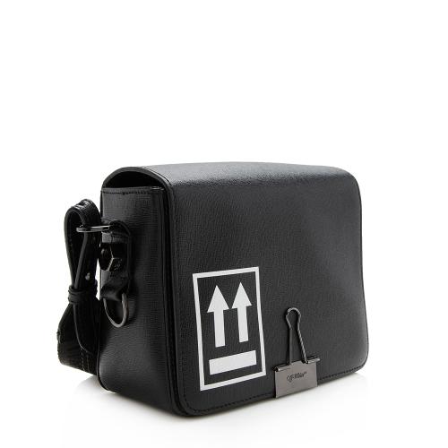 Off-White Leather Binder Clip Crossbody