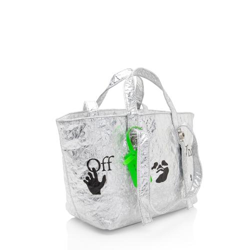 Off-White Metallic Leather Commercial Hand Off Tote