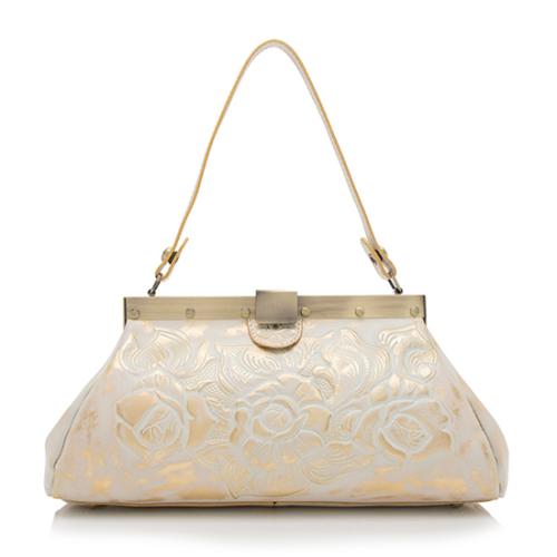 Patricia Nash Metallic Leather Rose Ferrara Frame Satchel