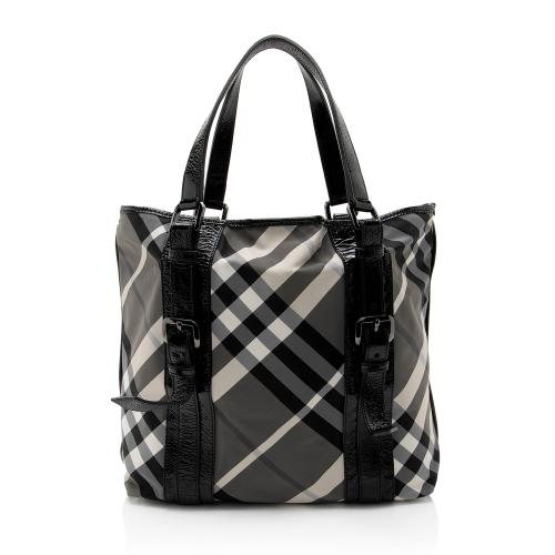 Burberry Nylon Beat Check Victoria Large Tote