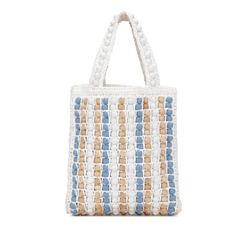 Prada Beaded Raffia Logo Tote