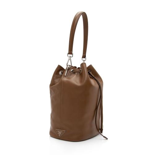 Prada Calfskin Drawstring Medium Bucket Bag