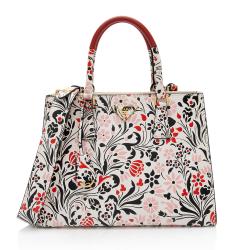 Prada Calfskin Floreale Galleria Double Zip Medium Tote