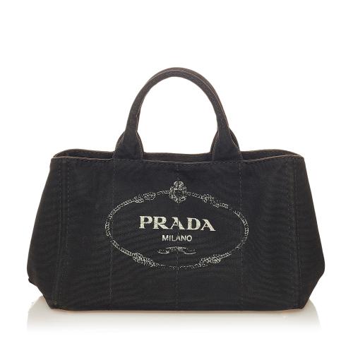 Prada Canapa Logo Canvas Satchel