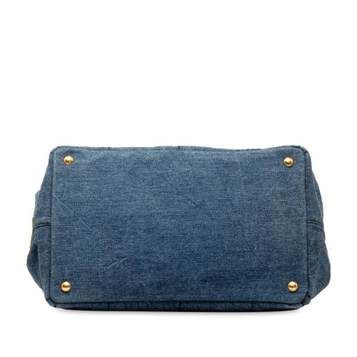 Prada Canapa Logo Denim Satchel