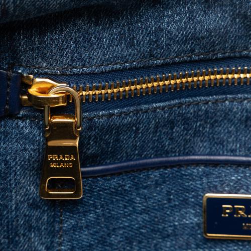 Prada Canapa Logo Denim Satchel