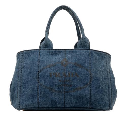 Prada Canapa Logo Denim Satchel