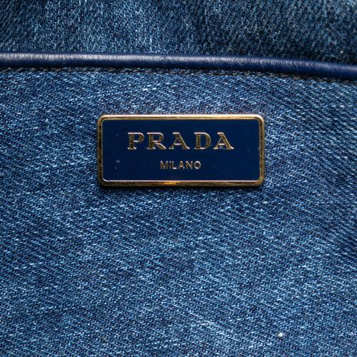 Prada Canapa Logo Denim Satchel